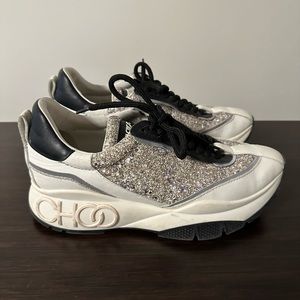 Authentic Jimmy Choo glitter chunky sneakers